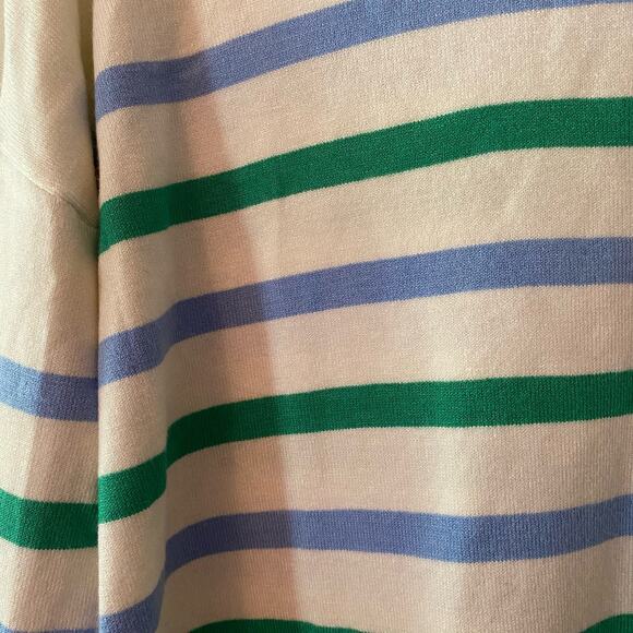 NWOT LOFT Women's size Small White Green Blue Striped Lightweight Sweater - Picture 3 of 8